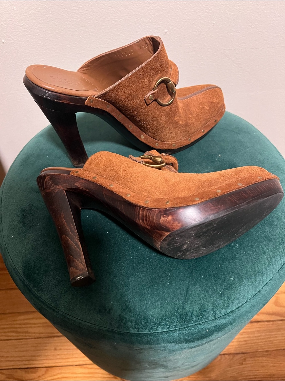 Gucci Brown Suede Horsebit Mule Clogs - Picture 3 of 6